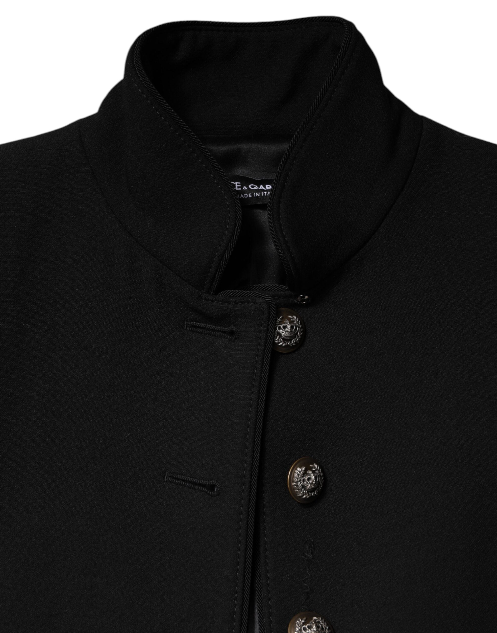 Dolce & Gabbana Black Wool Single Breasted Trench Coat Jacket