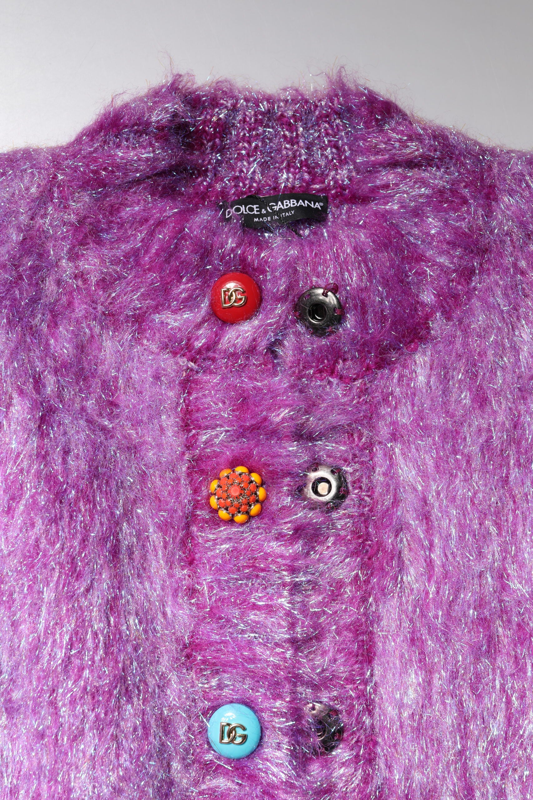 Dolce & Gabbana Purple Button Embellished Trench Coat Jacket