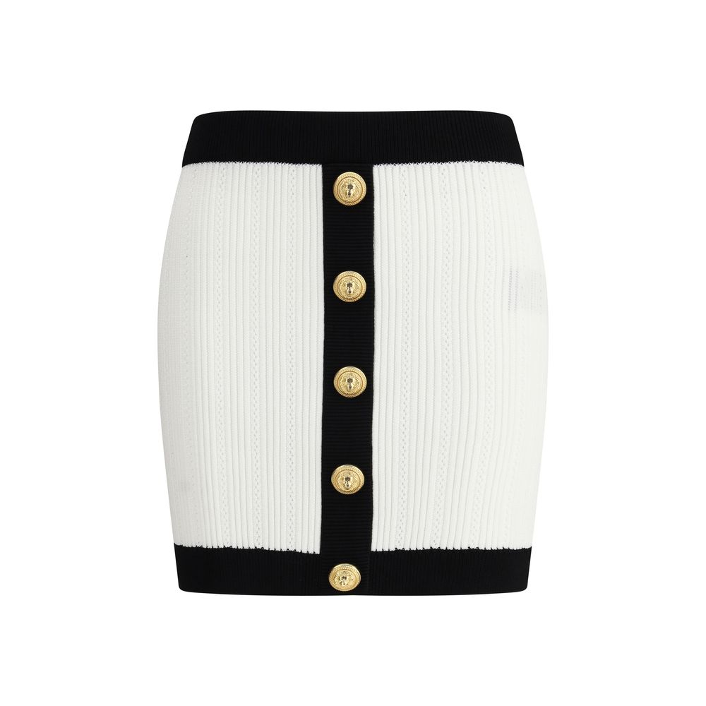 Balmain White Viscose Mini Skirt