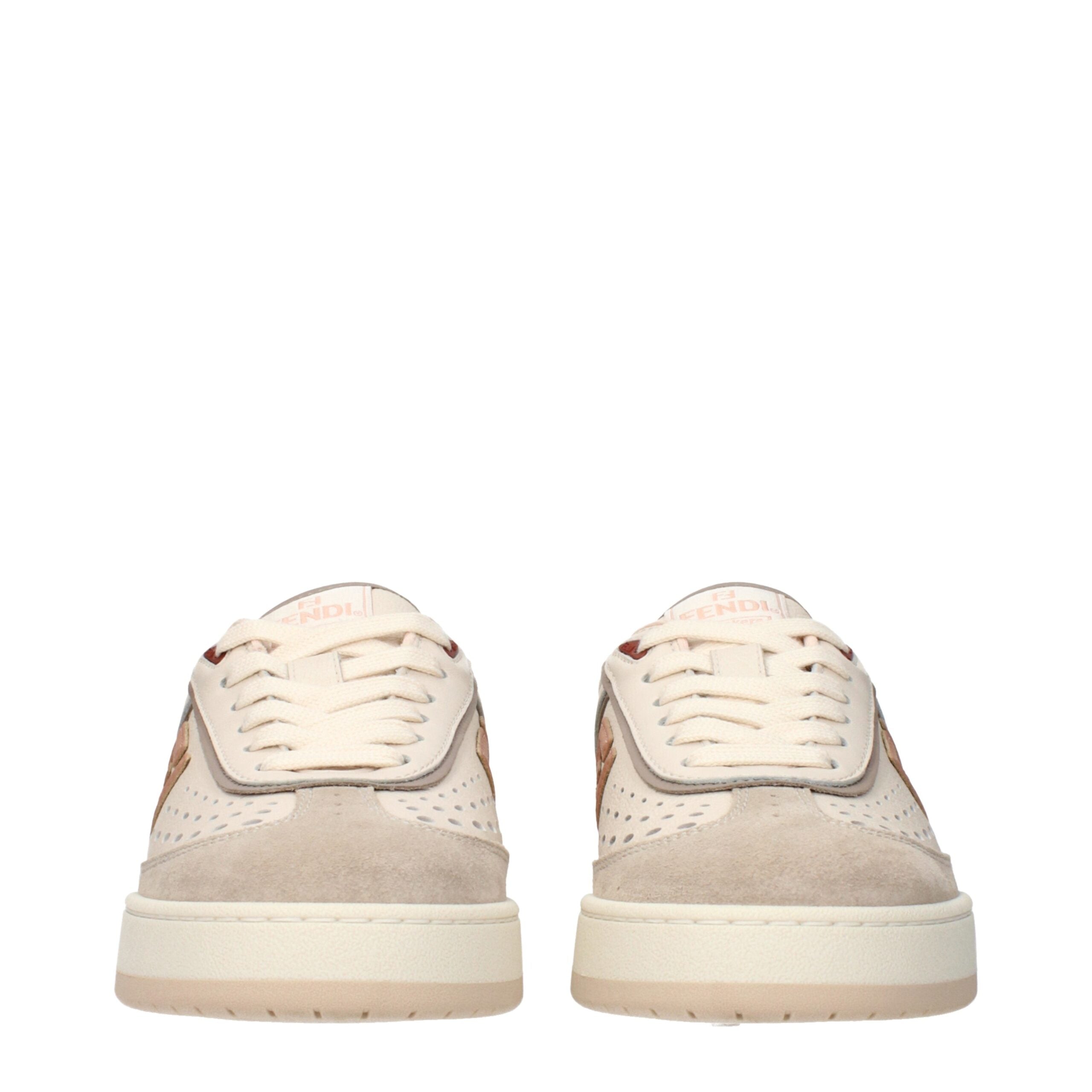 Fendi Beige Leather Low Top Sneakers
