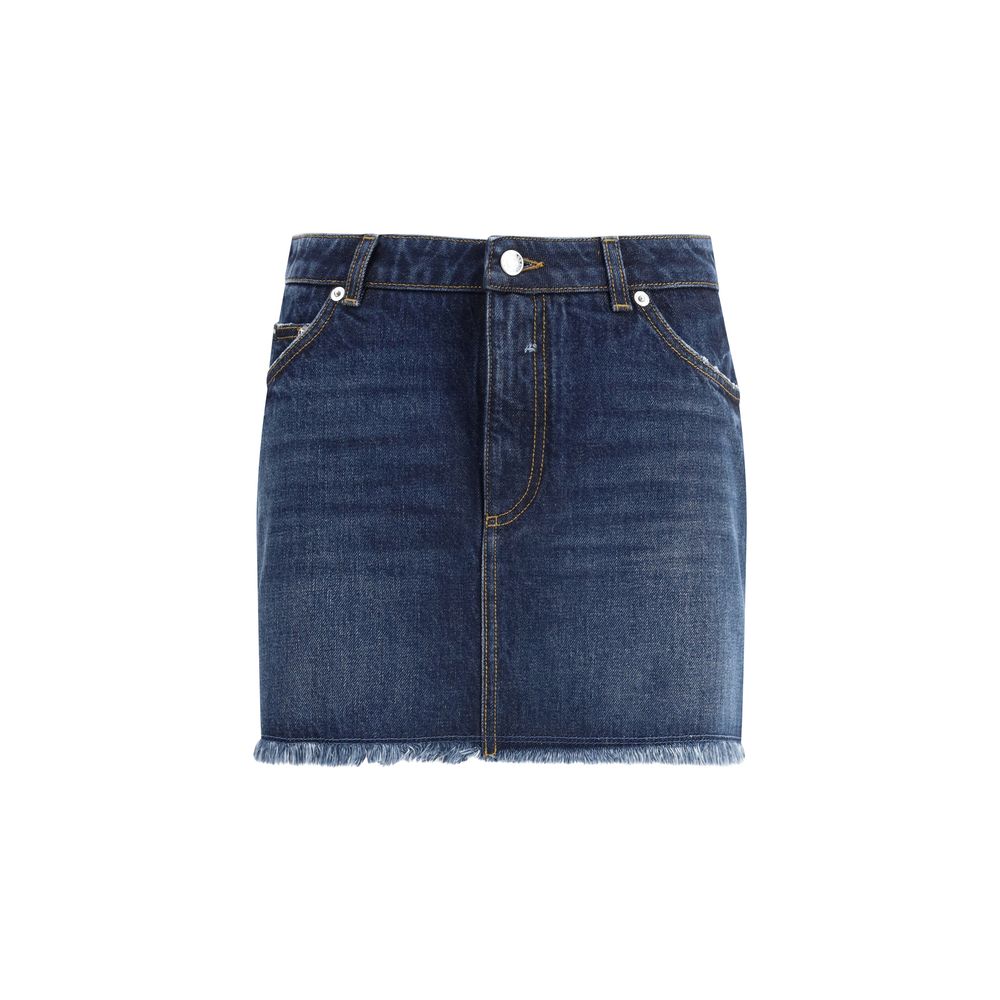 Dolce & Gabbana Blue Cotton Mini Skirt