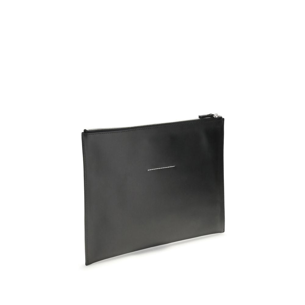 MM6 Black Calf Leather Bos Taurus Clutch Bag