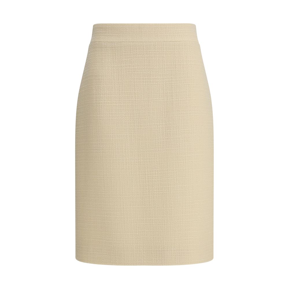 Valentino Cream Fleece Wool Skirt