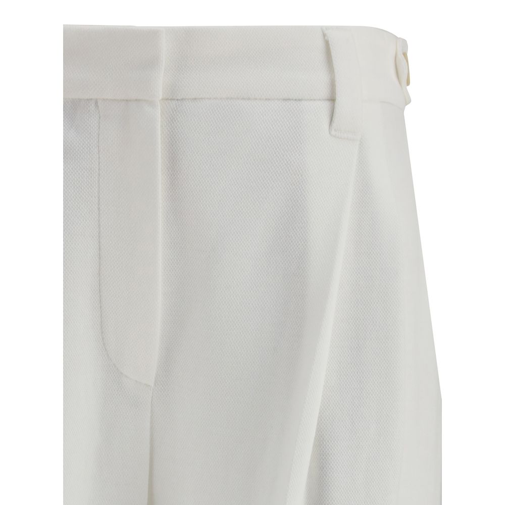 Brunello Cucinelli White Cotton Dress Pants