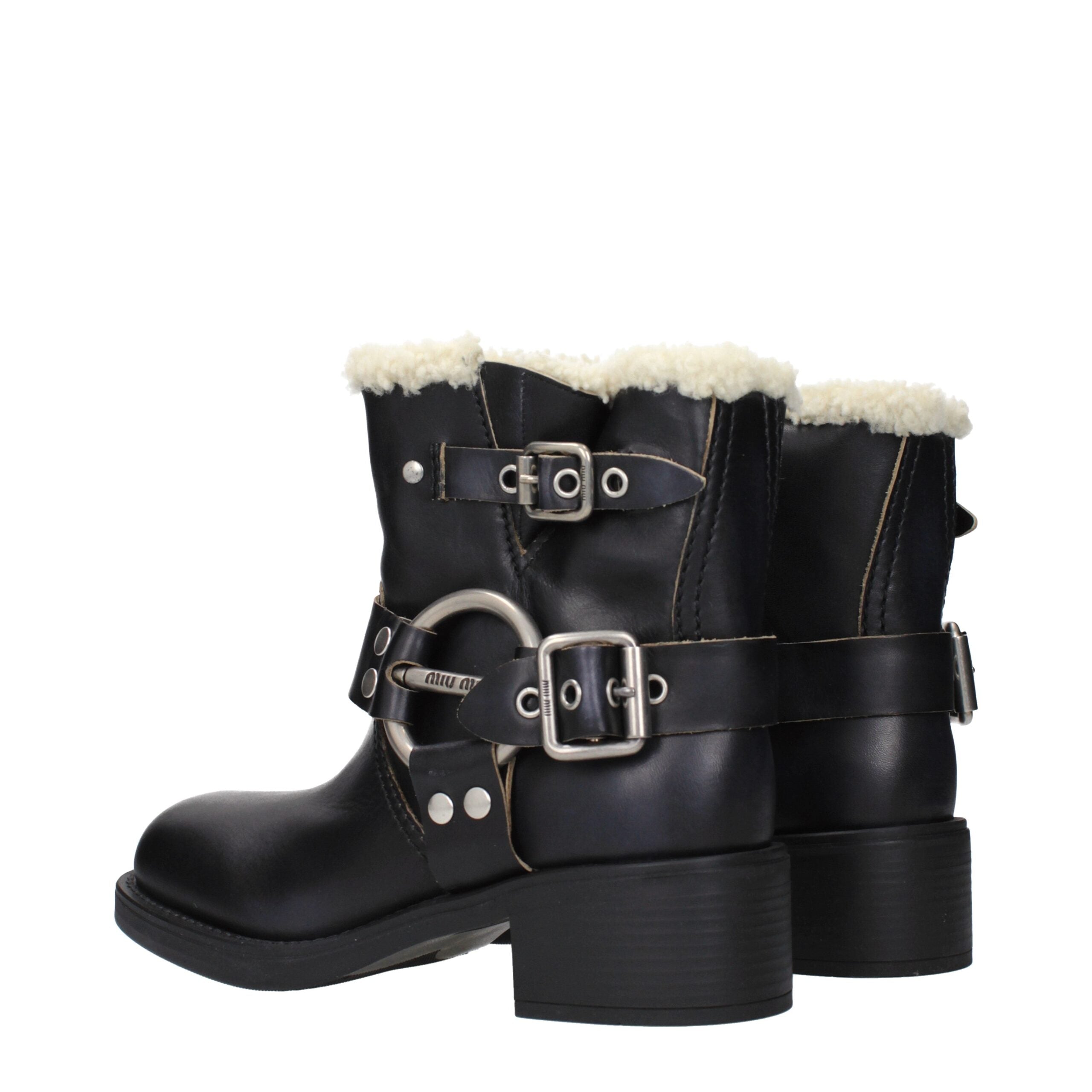 Miu Miu Black Leather Ankle Boots