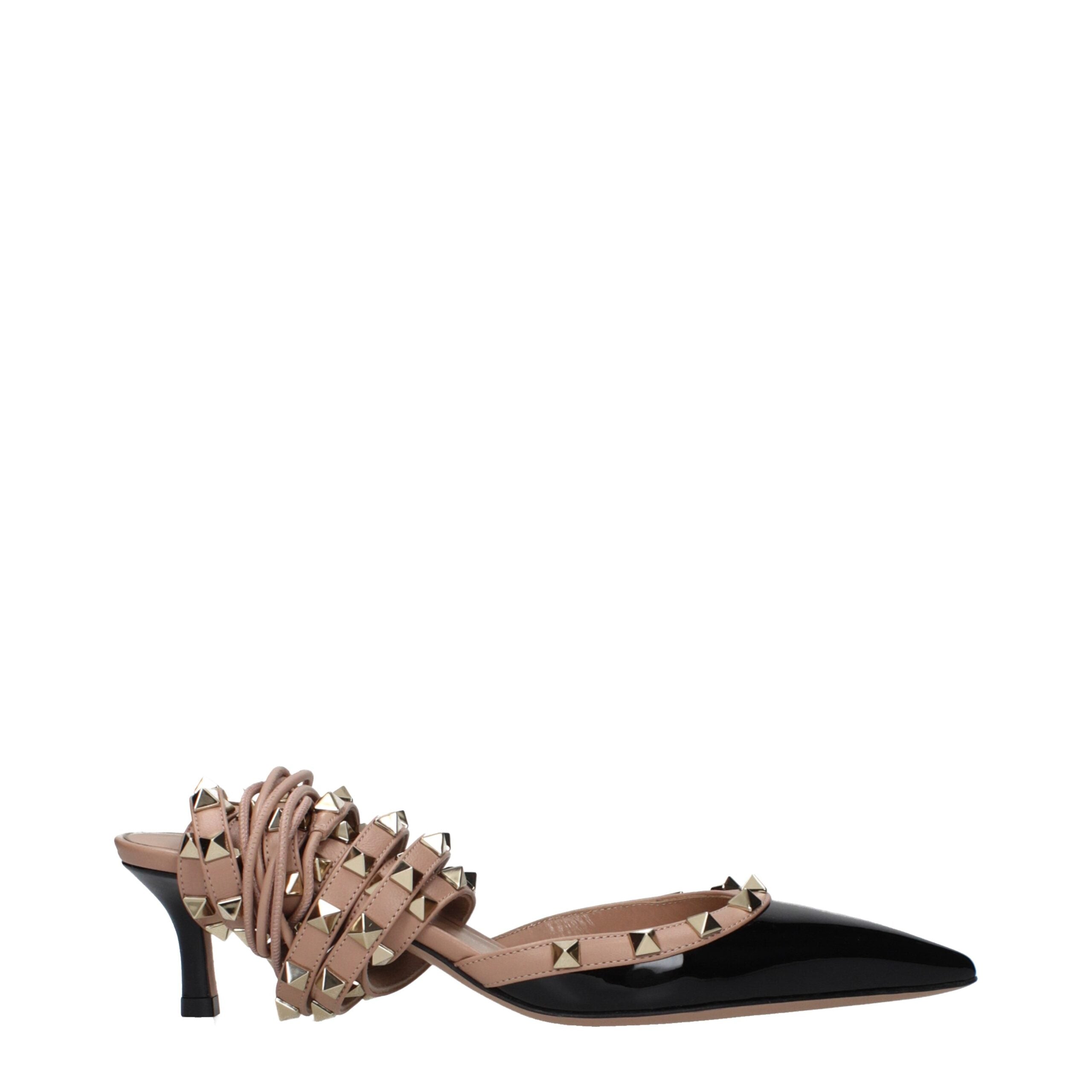 Valentino Garavani Black Leather Strap-On Sandals