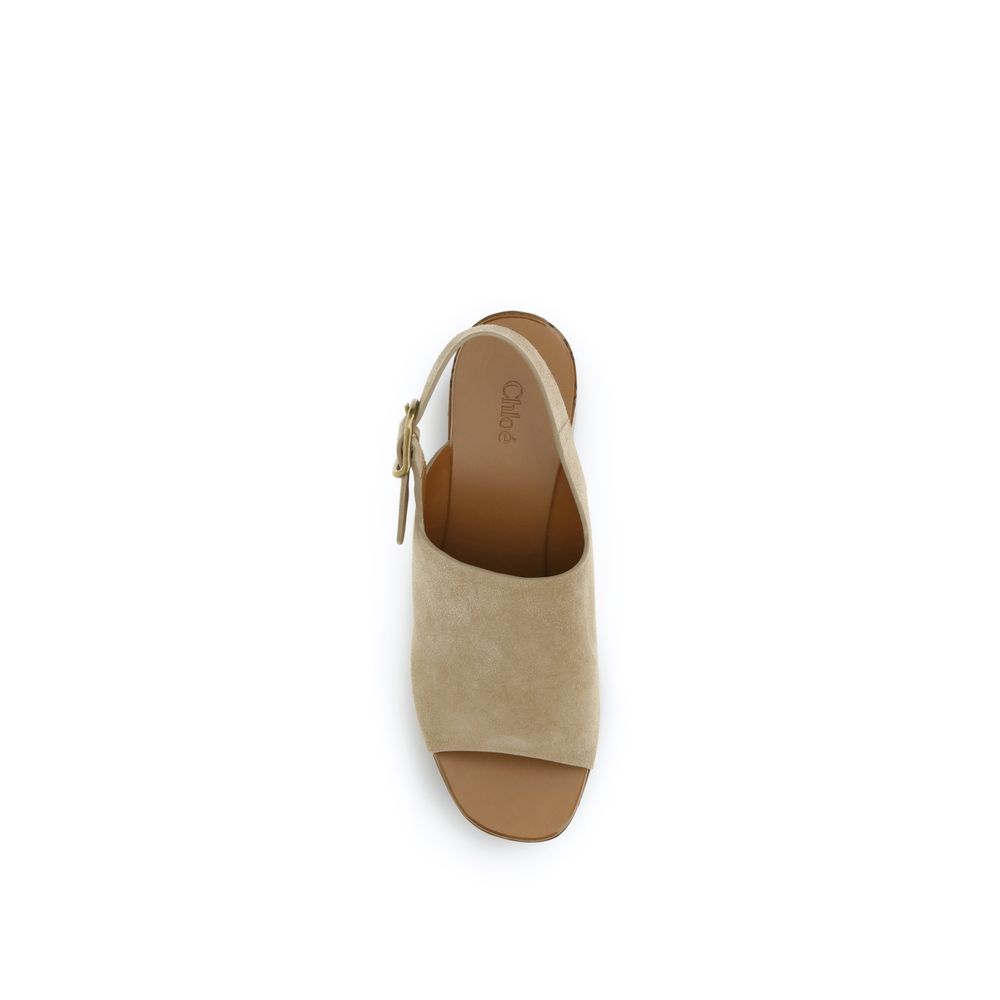 Chloé Beige Lamb Ovis Aries Aries Platform Sandals