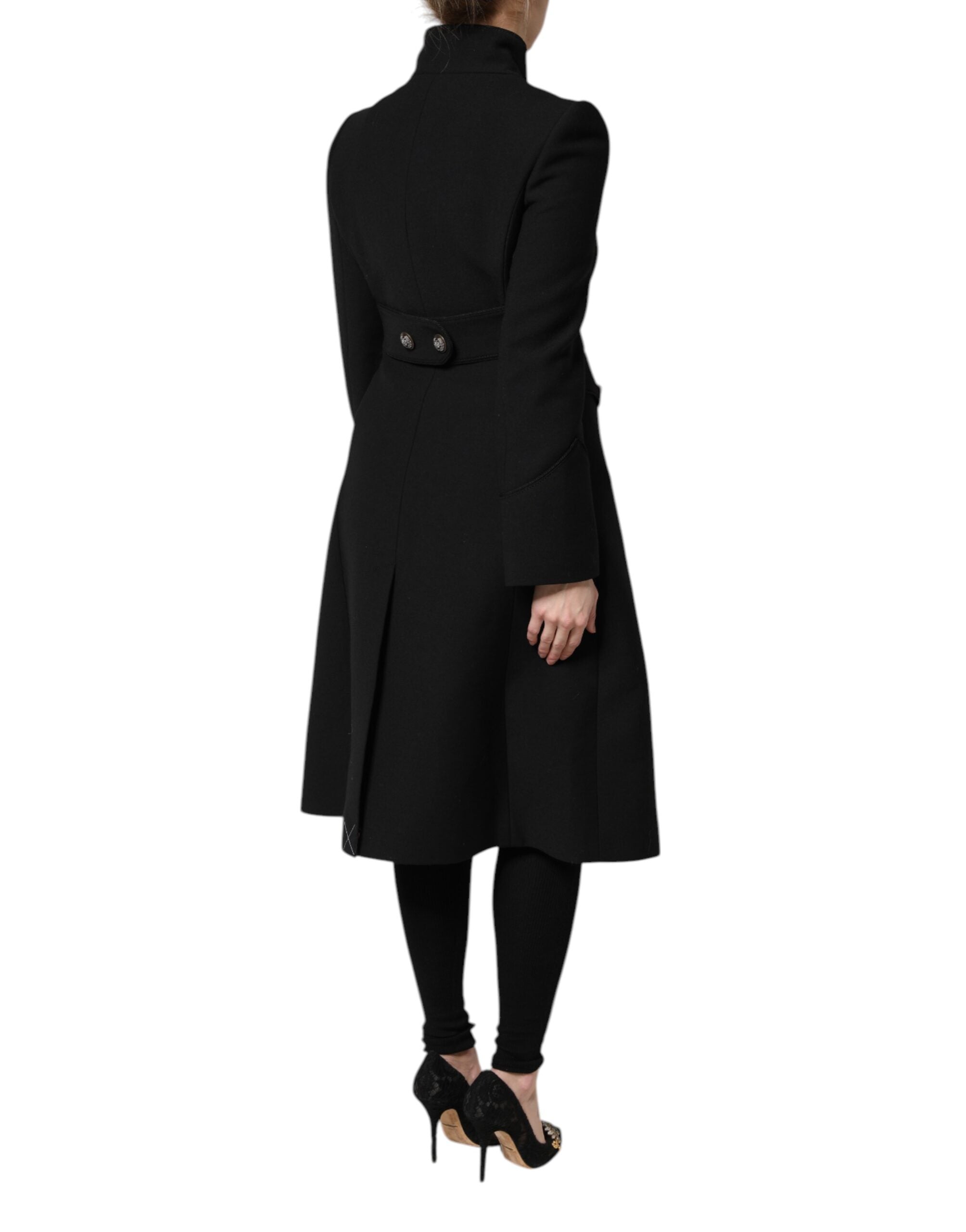 Dolce & Gabbana Black Wool Single Breasted Trench Coat Jacket