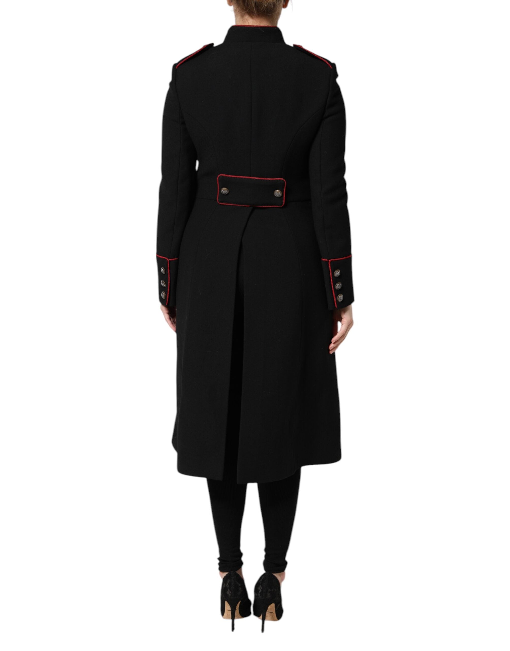 Dolce & Gabbana Black Wool Single Breasted Trench Coat Jacket