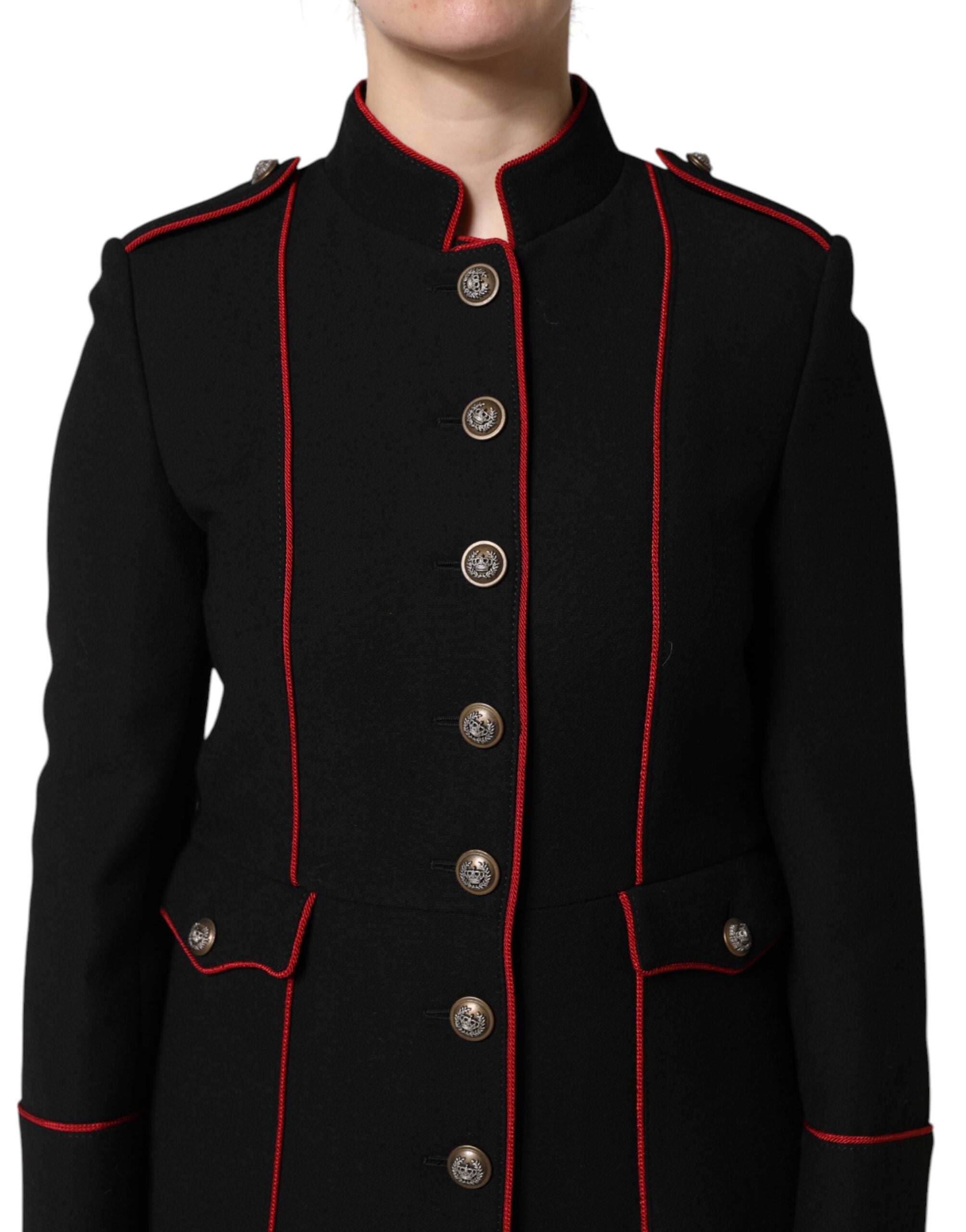 Dolce & Gabbana Black Wool Single Breasted Trench Coat Jacket