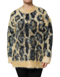 Dolce & Gabbana Multicolor Leopard Mohair Crew Neck Sweater