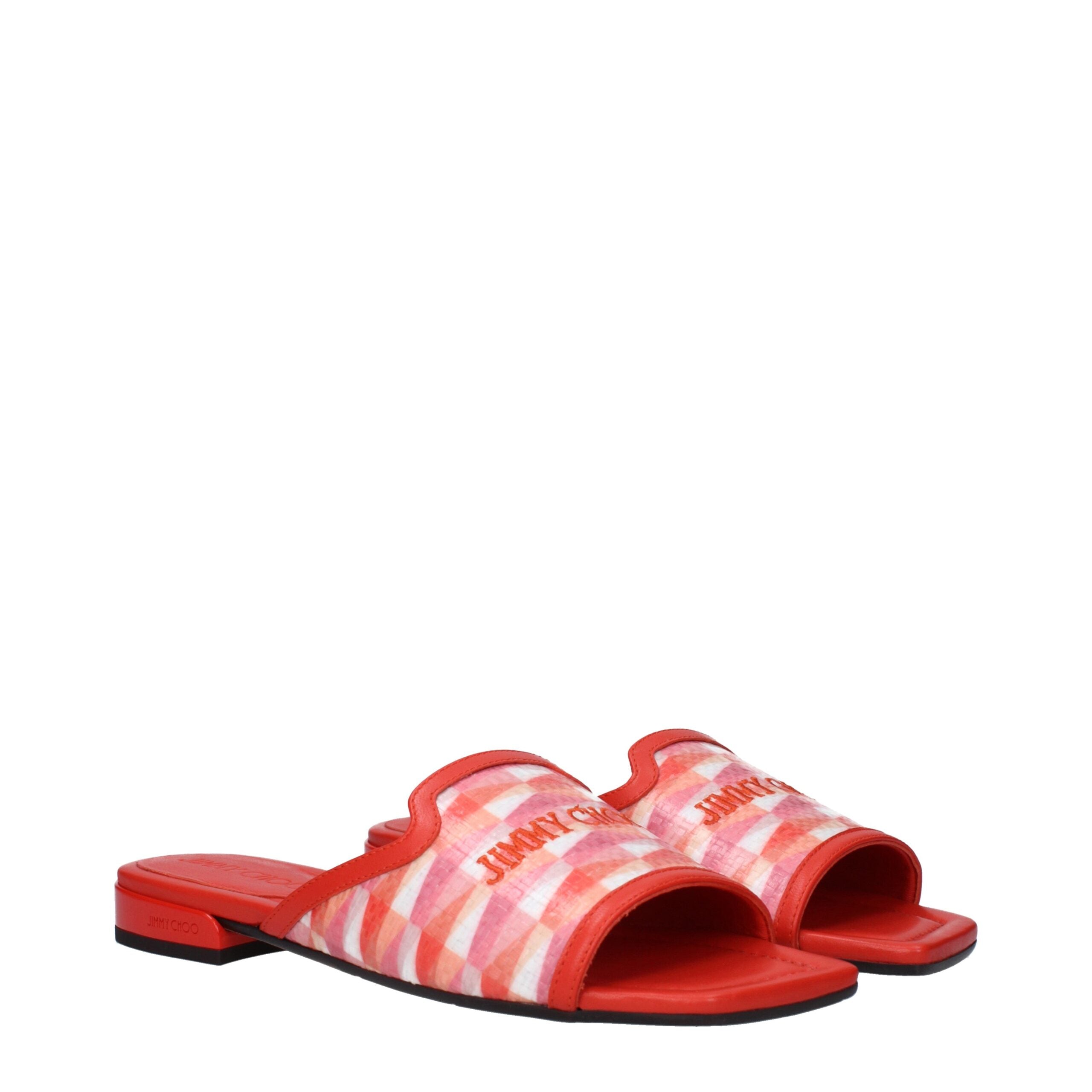 Jimmy Choo Orange Fabric Slippers