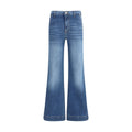 7FOR Blue Cotton Flared Jeans