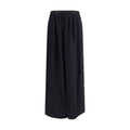 Kristina Ti Black Fleece Wool Long Skirt