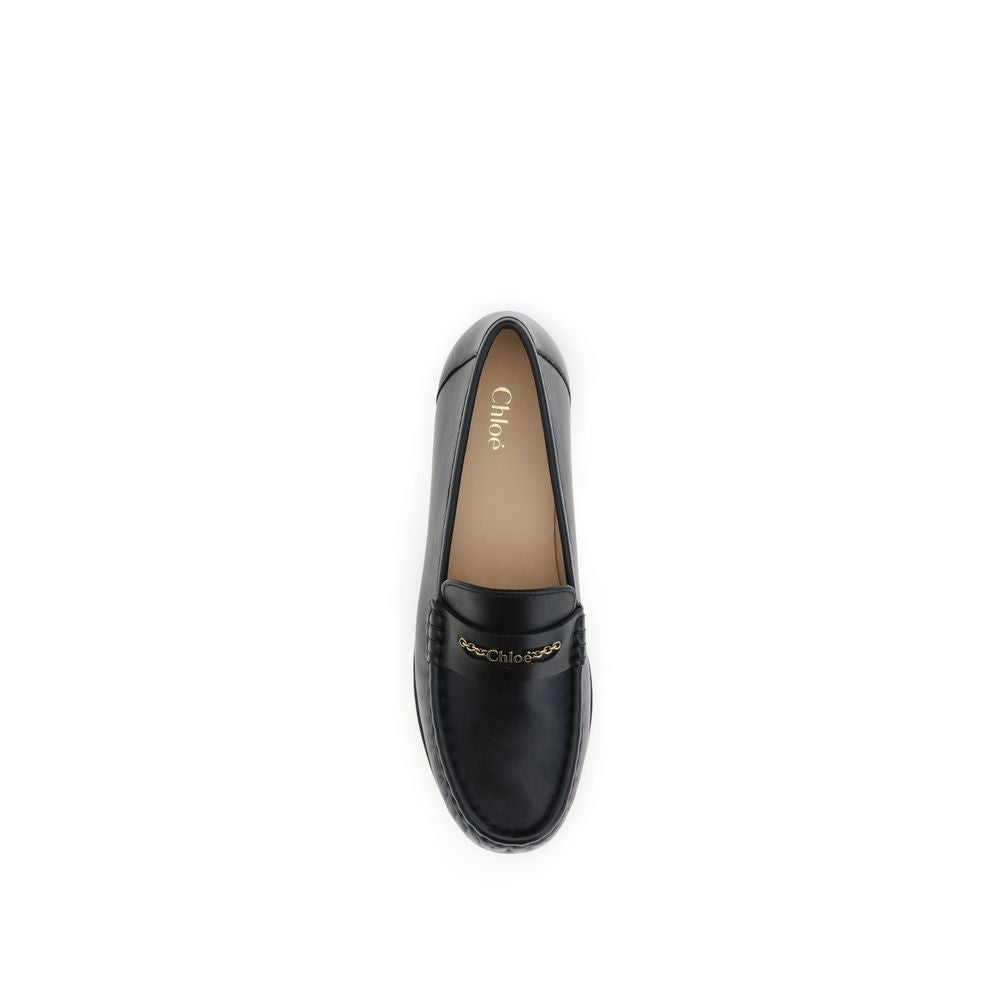 Chloé Black Calf Leather Bos Taurus Slip-On Loafers