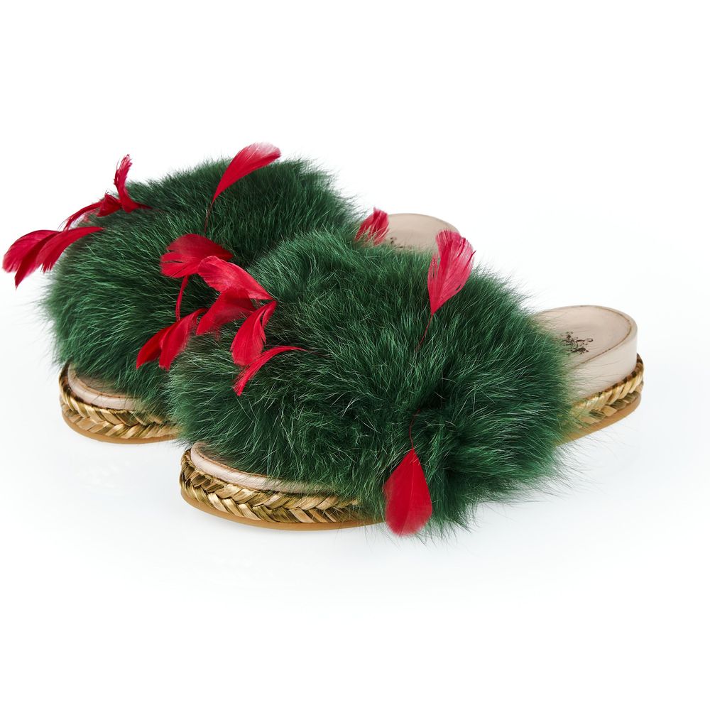 Mr&Mrs Italy Green Lamb Leather Women Sandal