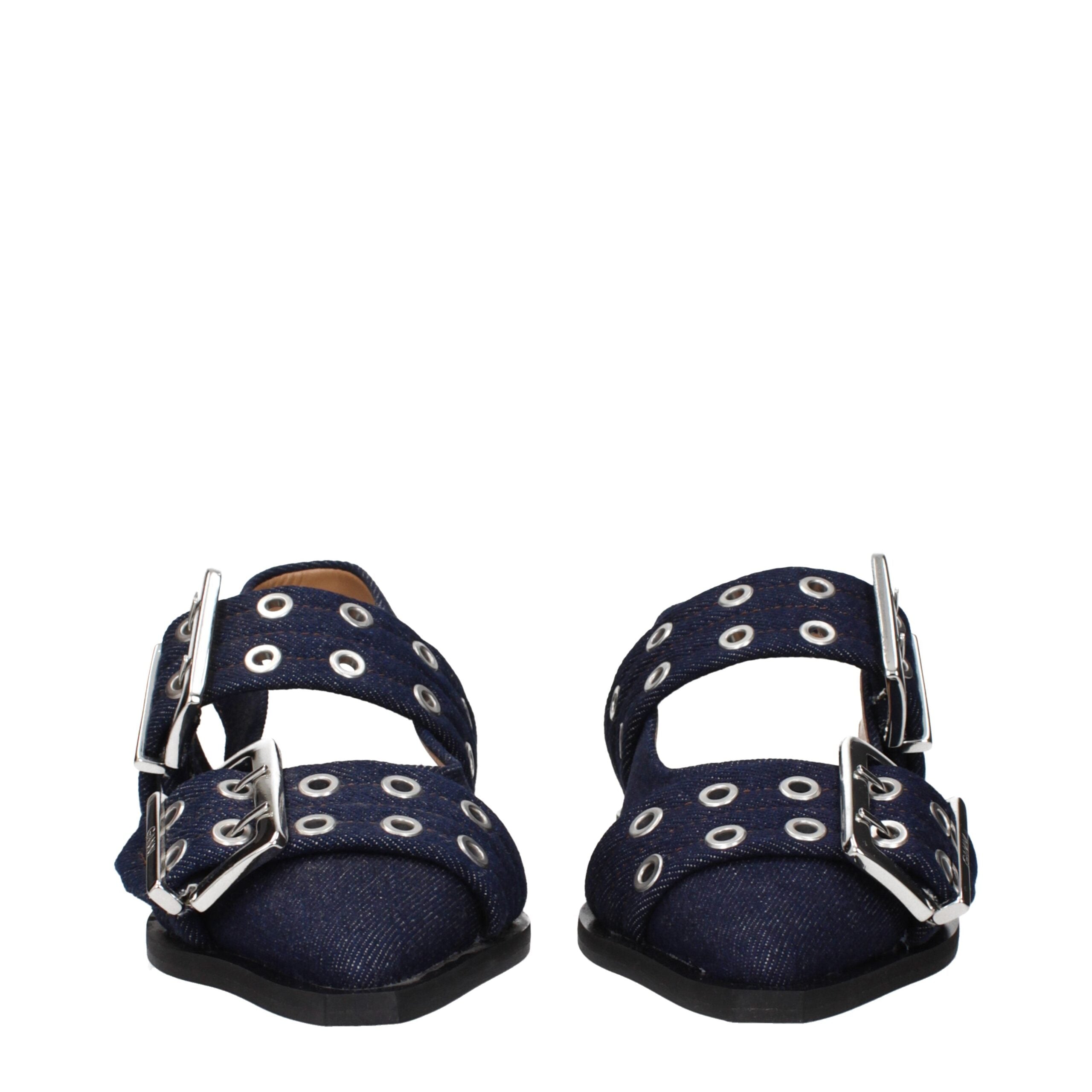 Ganni Blue Fabric Sandals