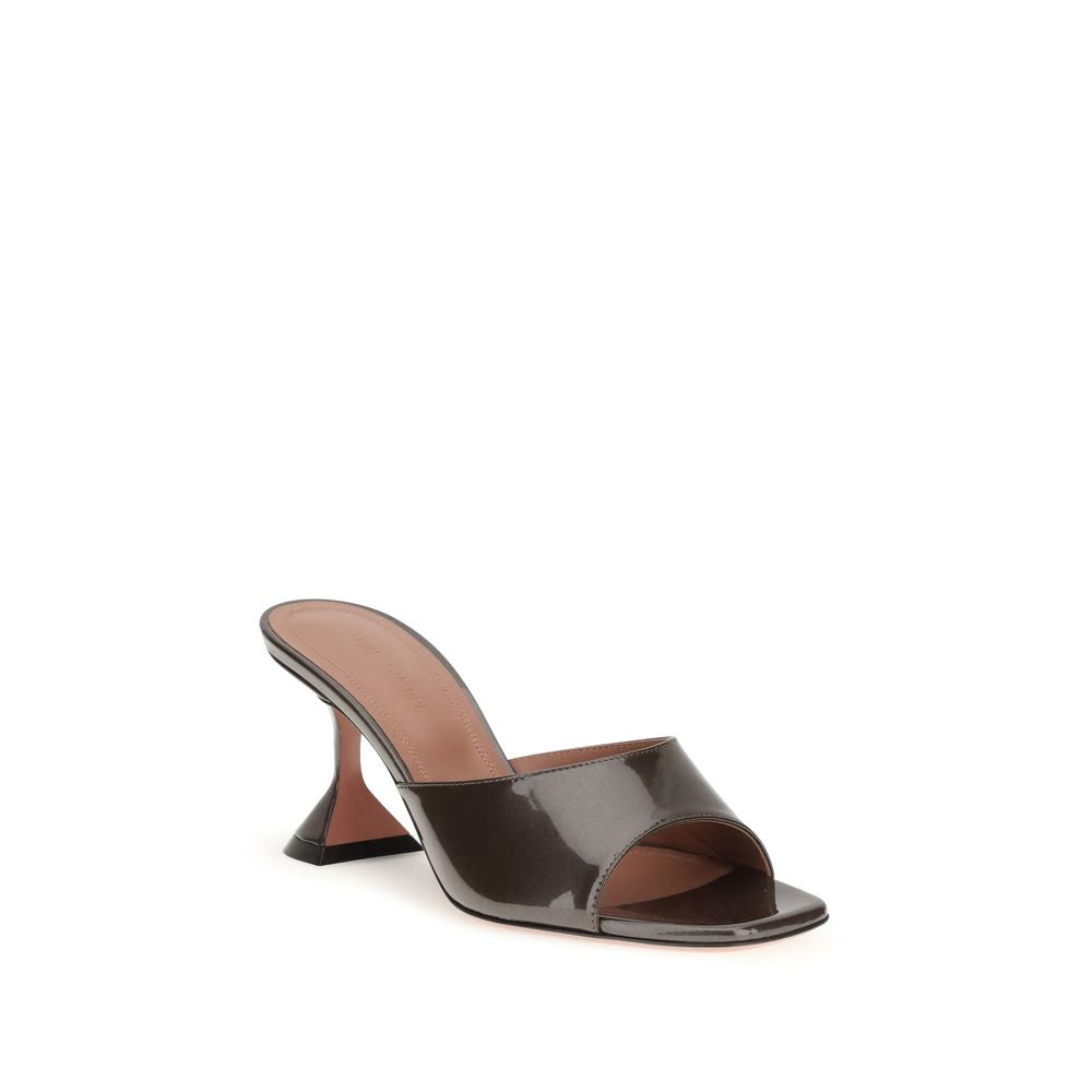 Amina Muaddi Brown Calf Leather Bos Taurus Stiletto Heel Sandals