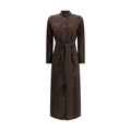 Ella Brown Silk Casual Dress