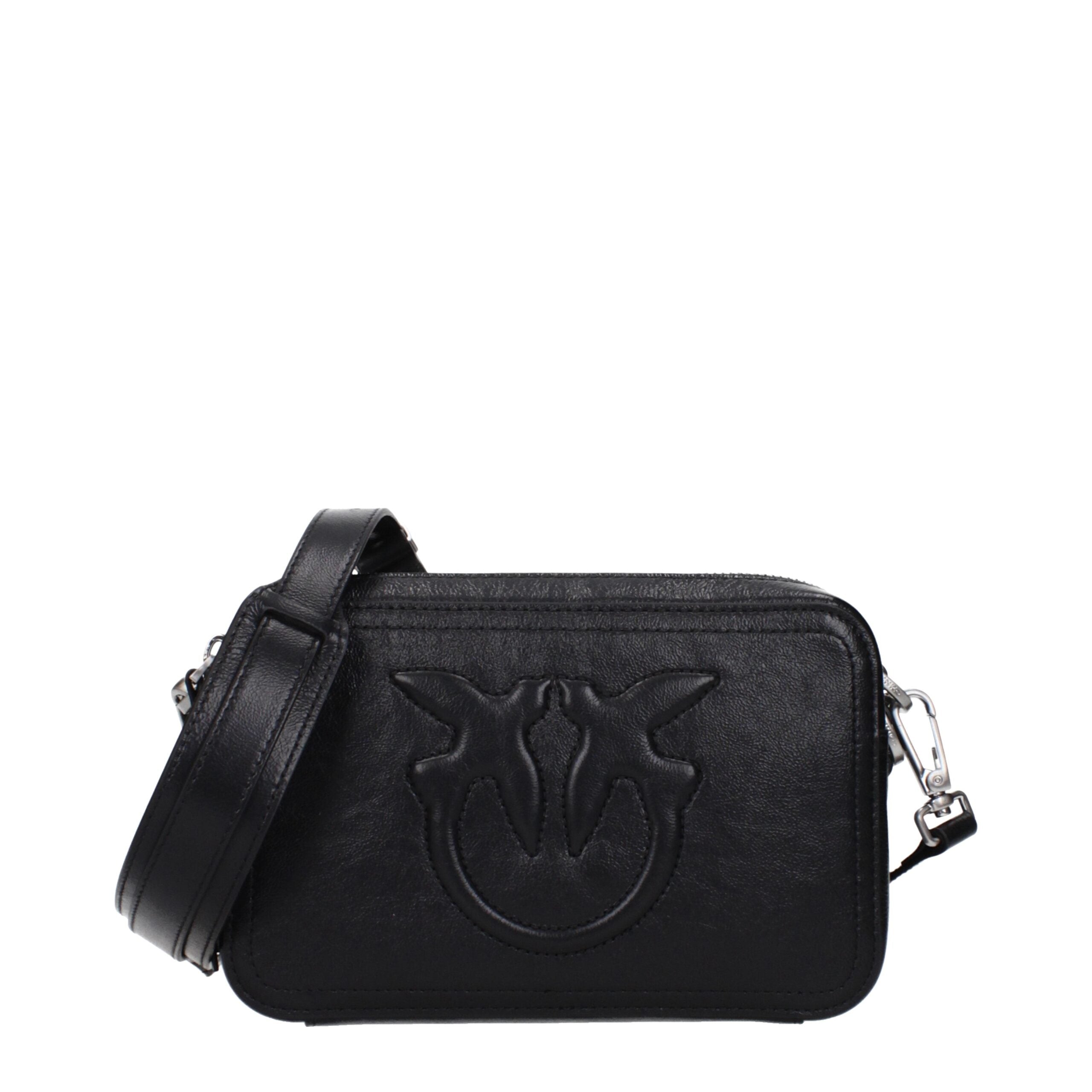 PINKO Black Leather Crossbody Bag