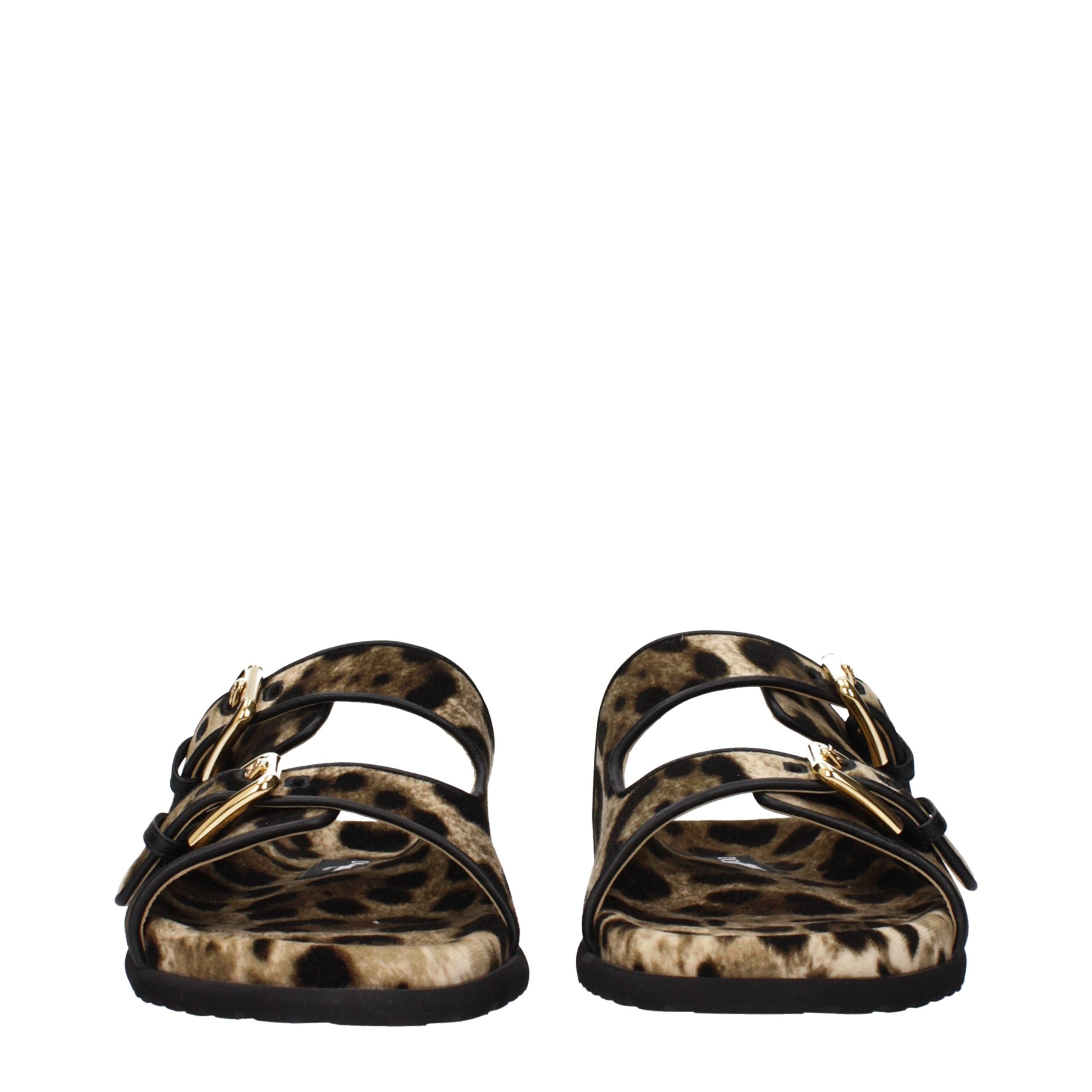 Dolce & Gabbana Beige Velvet Slippers
