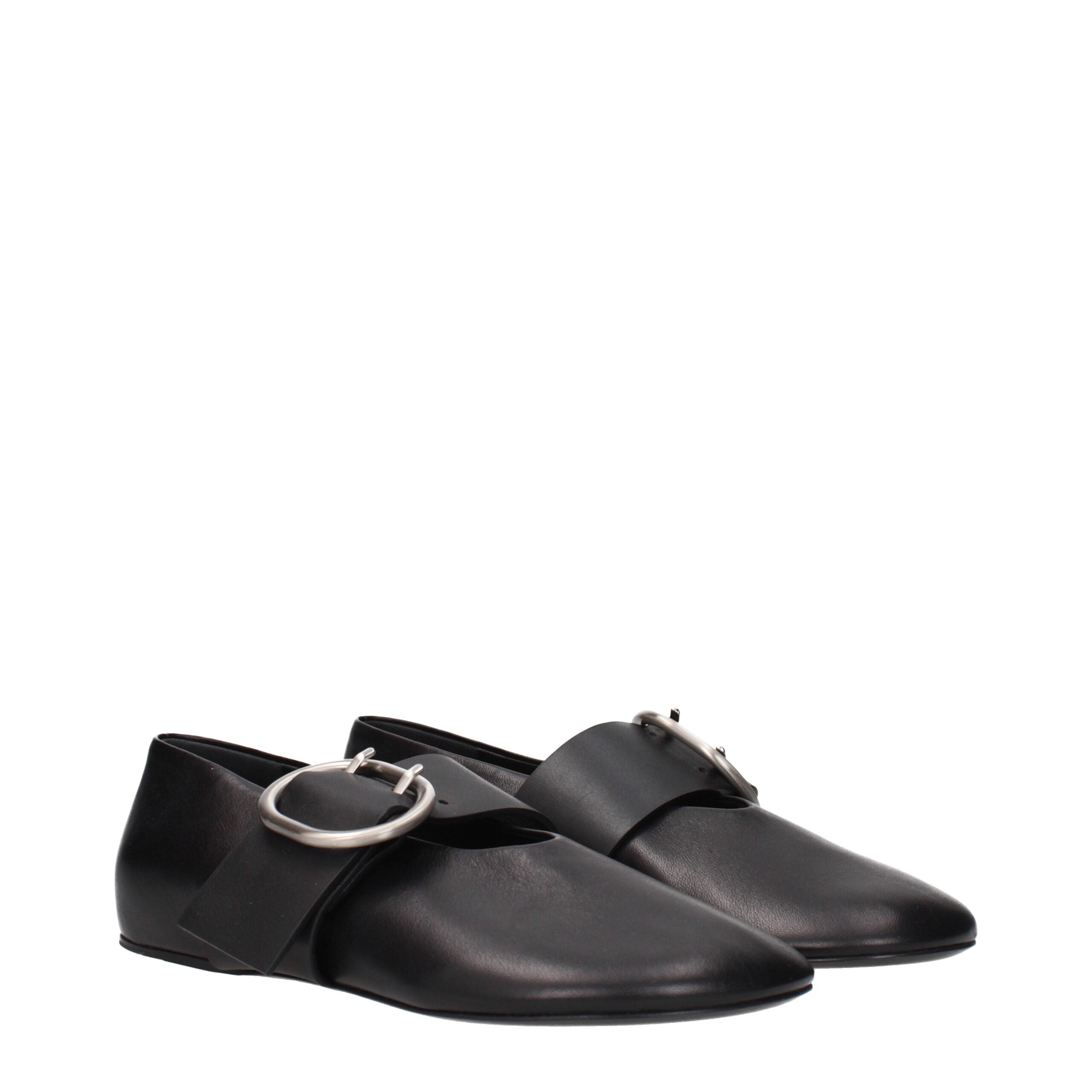 Jil Sander Black Leather Ballet Flats