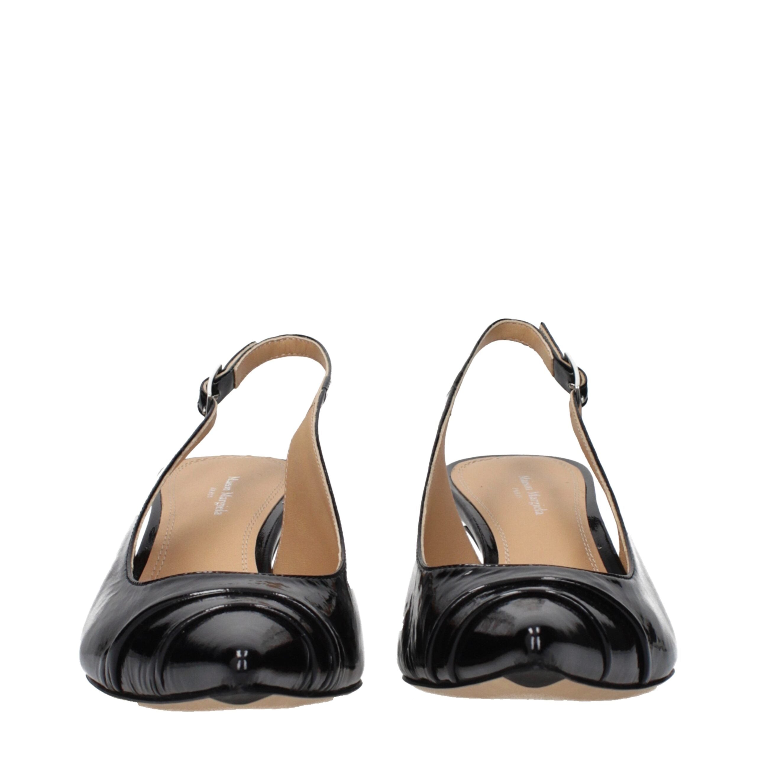 Maison Margiela Black Leather Mid Heel Pumps