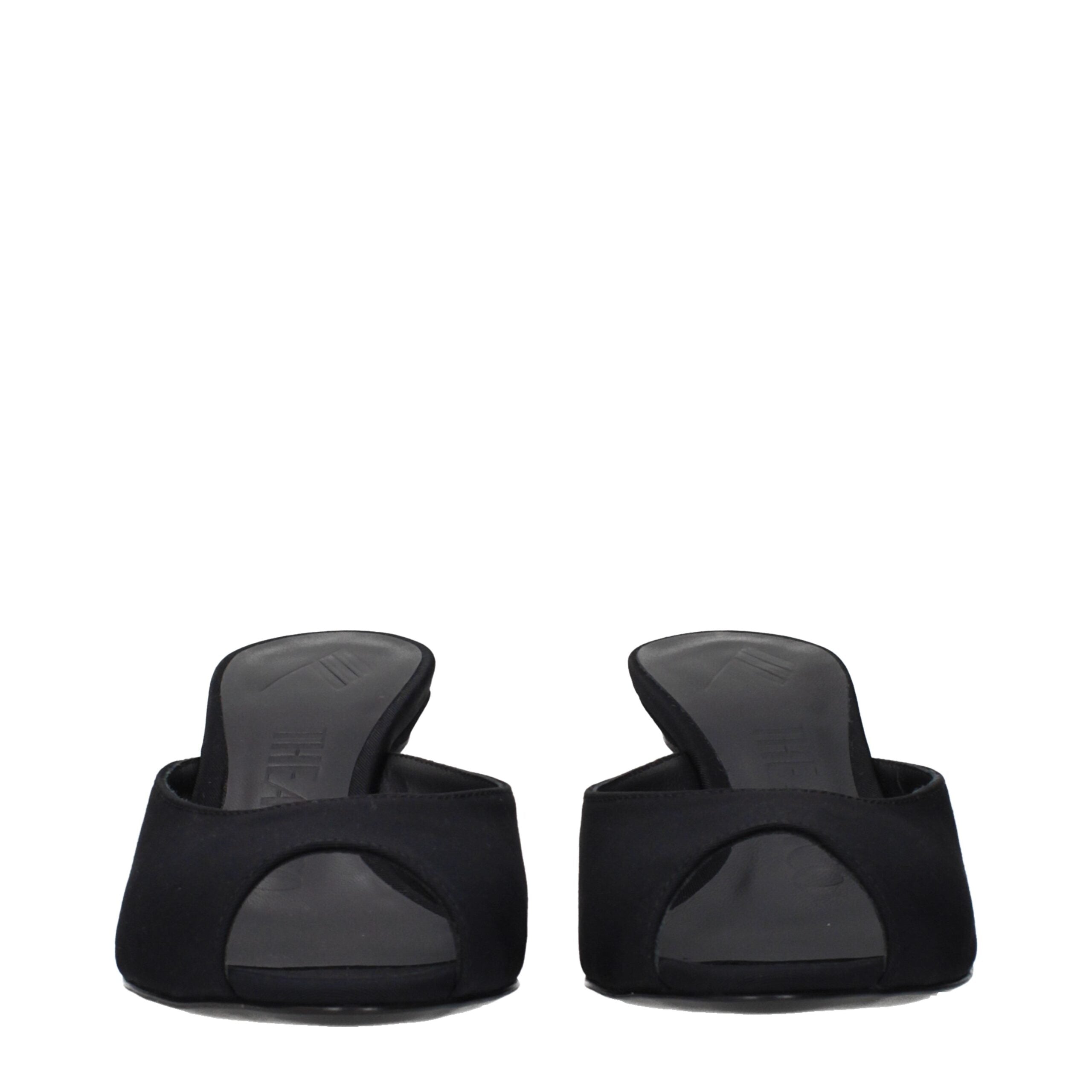 The Attico Black Fabric Flat Sandals