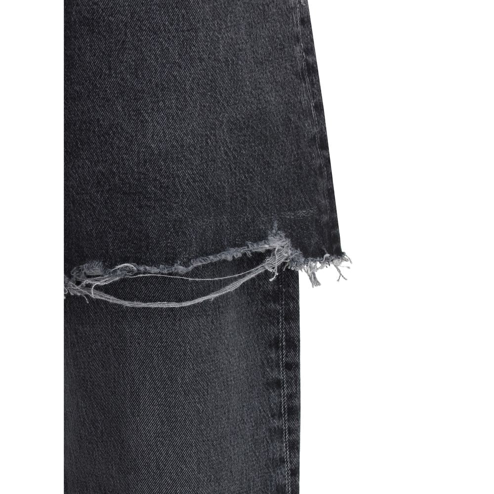 Agolde Black Recycled Cotton Straight-Leg Jeans