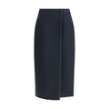 RIER Blue Fleece Wool Midi Skirt