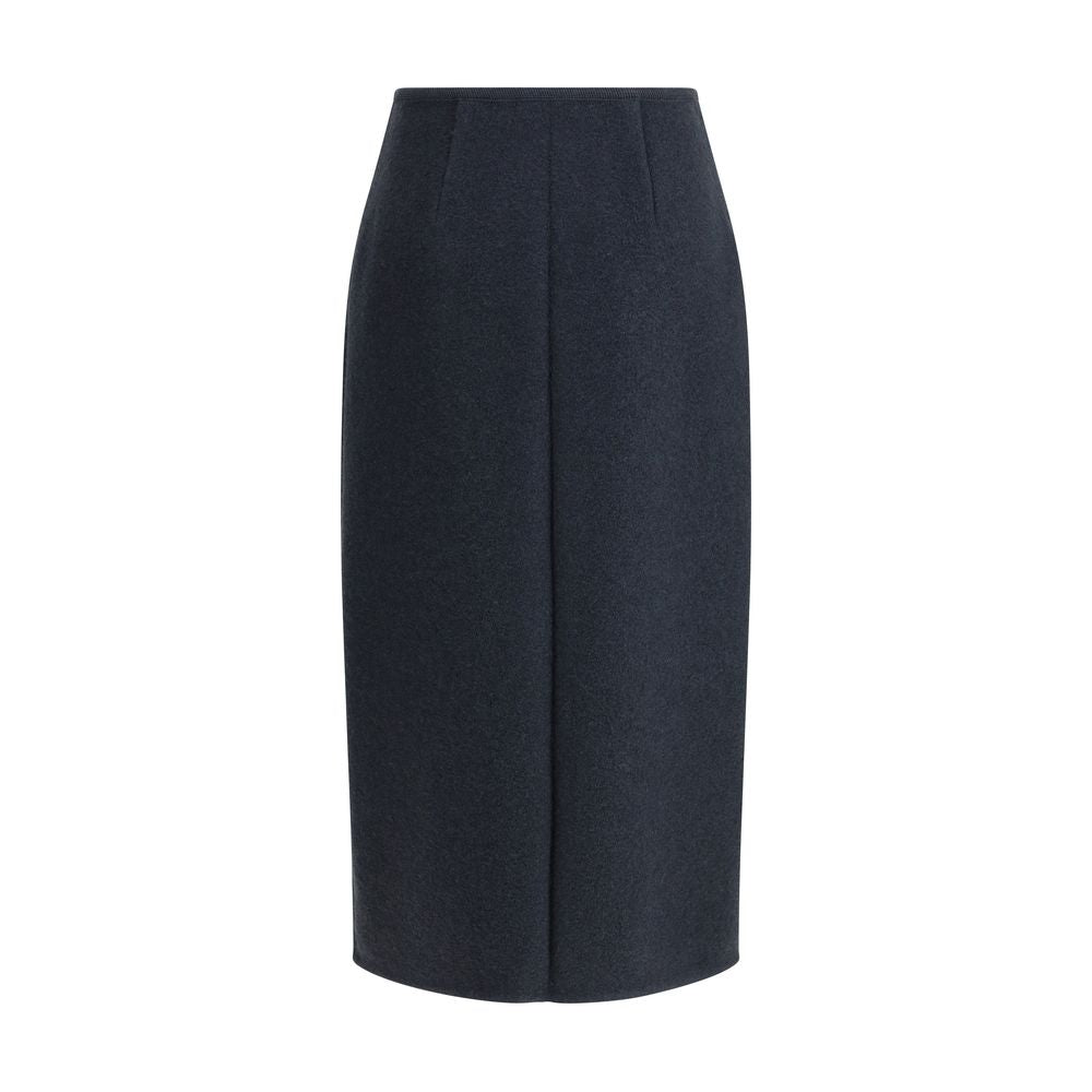RIER Blue Fleece Wool Midi Skirt