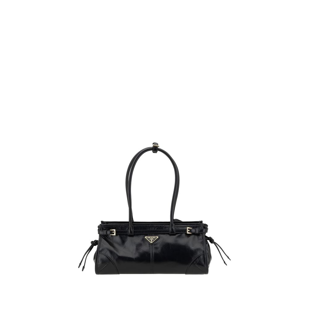 Prada Black Calf Leather Bos Taurus Shoulder Bag