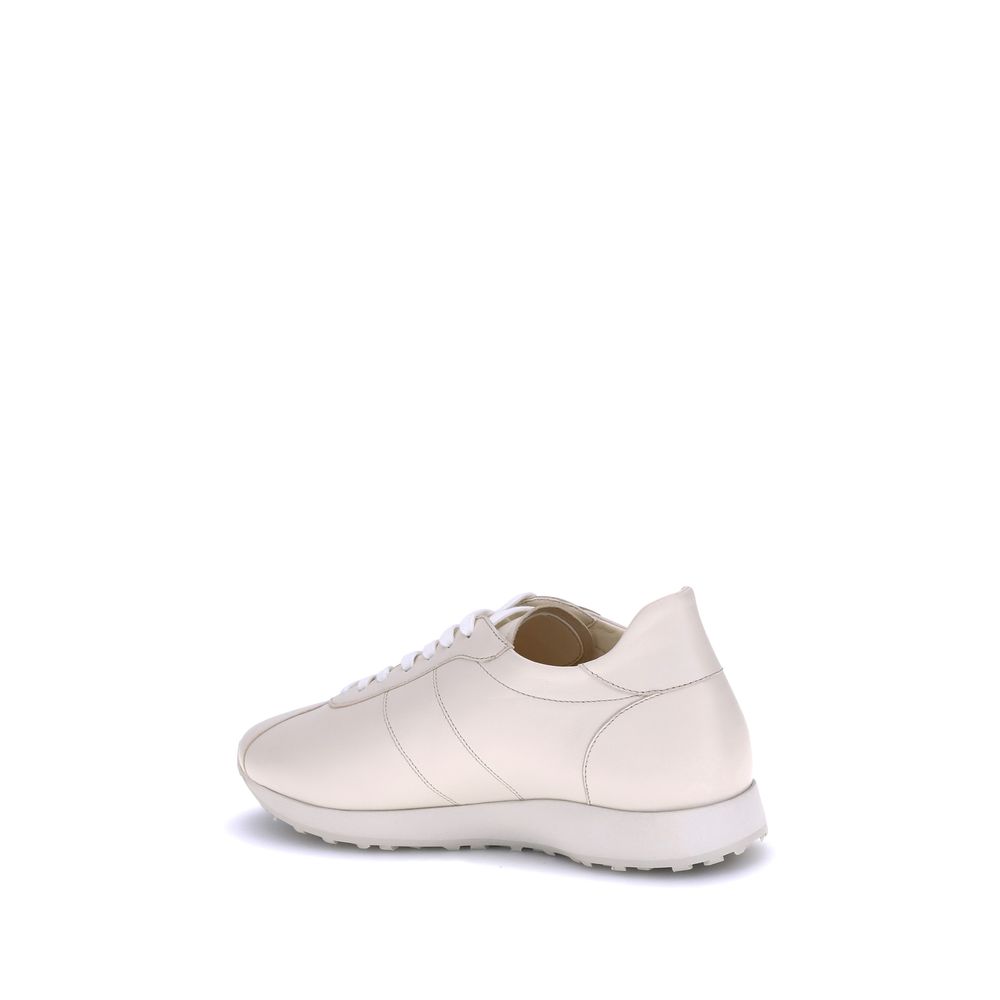 The Row Cream Calf Leather Bos Taurus Low Top Sneakers