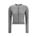 Marine Serre Gray Fleece Wool Cardigan