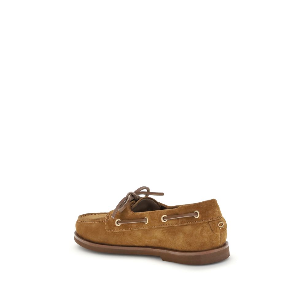 Gianvito Rossi Brown Calf Leather Bos Taurus Slip-On Loafers